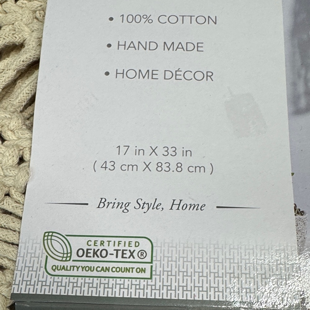 Huntington Home Cream Macrame Decor NWT - Picture 4 of 7